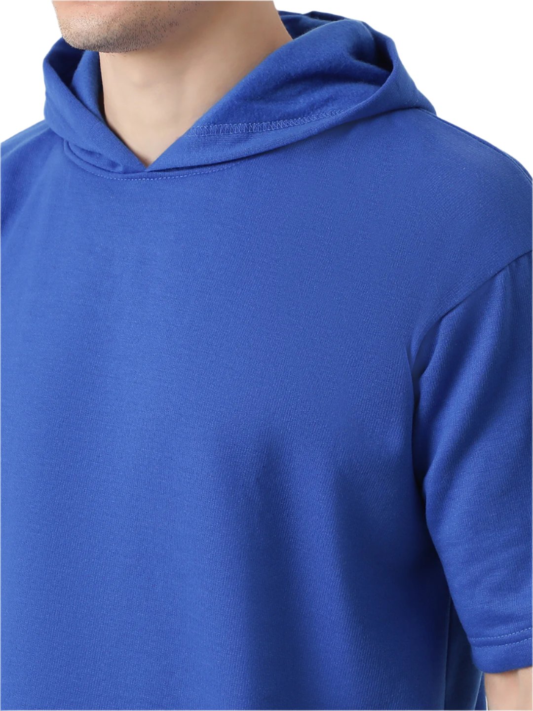 Royal Blue Half Sleeve Relaxed Fit Hoodie
