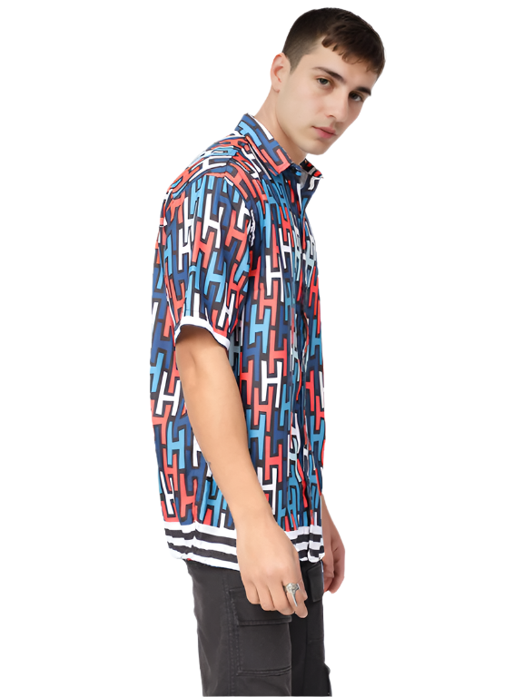 Print Blue color Half Sleeve Relaxed Shirt