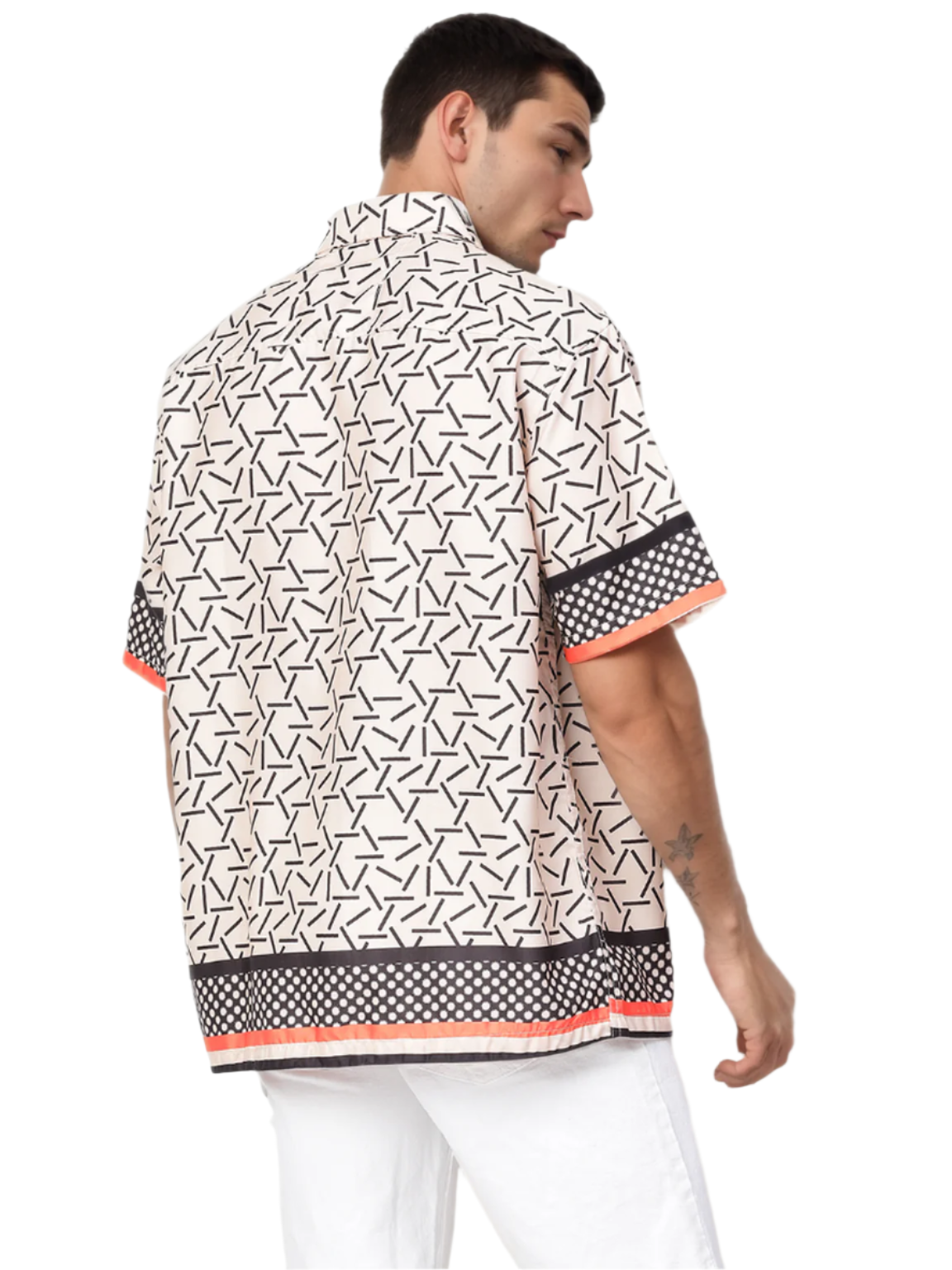 Geometric Print Pink Shirt For Mens