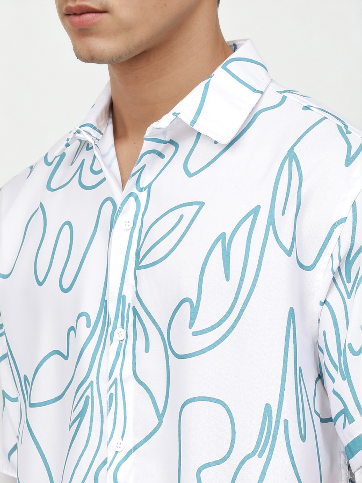 Lineal Print Half Sleeve Relaxed Shirt