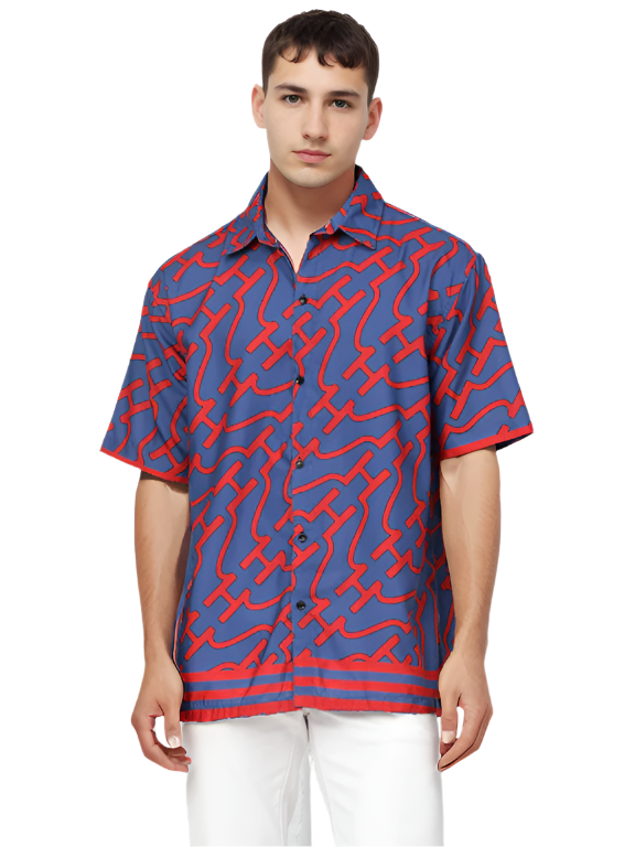 Regular Royal Blue & Red Short Sleeves Shirt