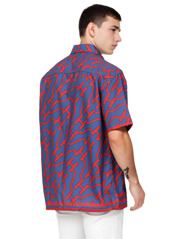 Regular Royal Blue & Red Short Sleeves Shirt