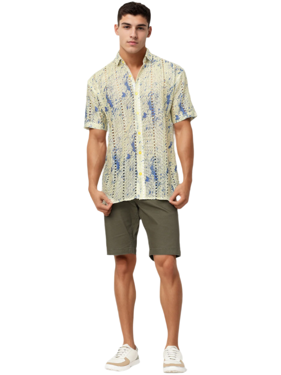 Threaded Crochet Shirt Blue  Shirt