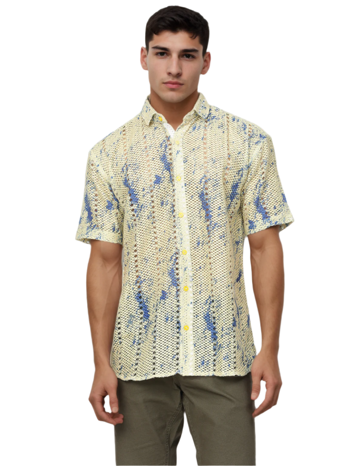 Threaded Crochet Shirt Blue  Shirt