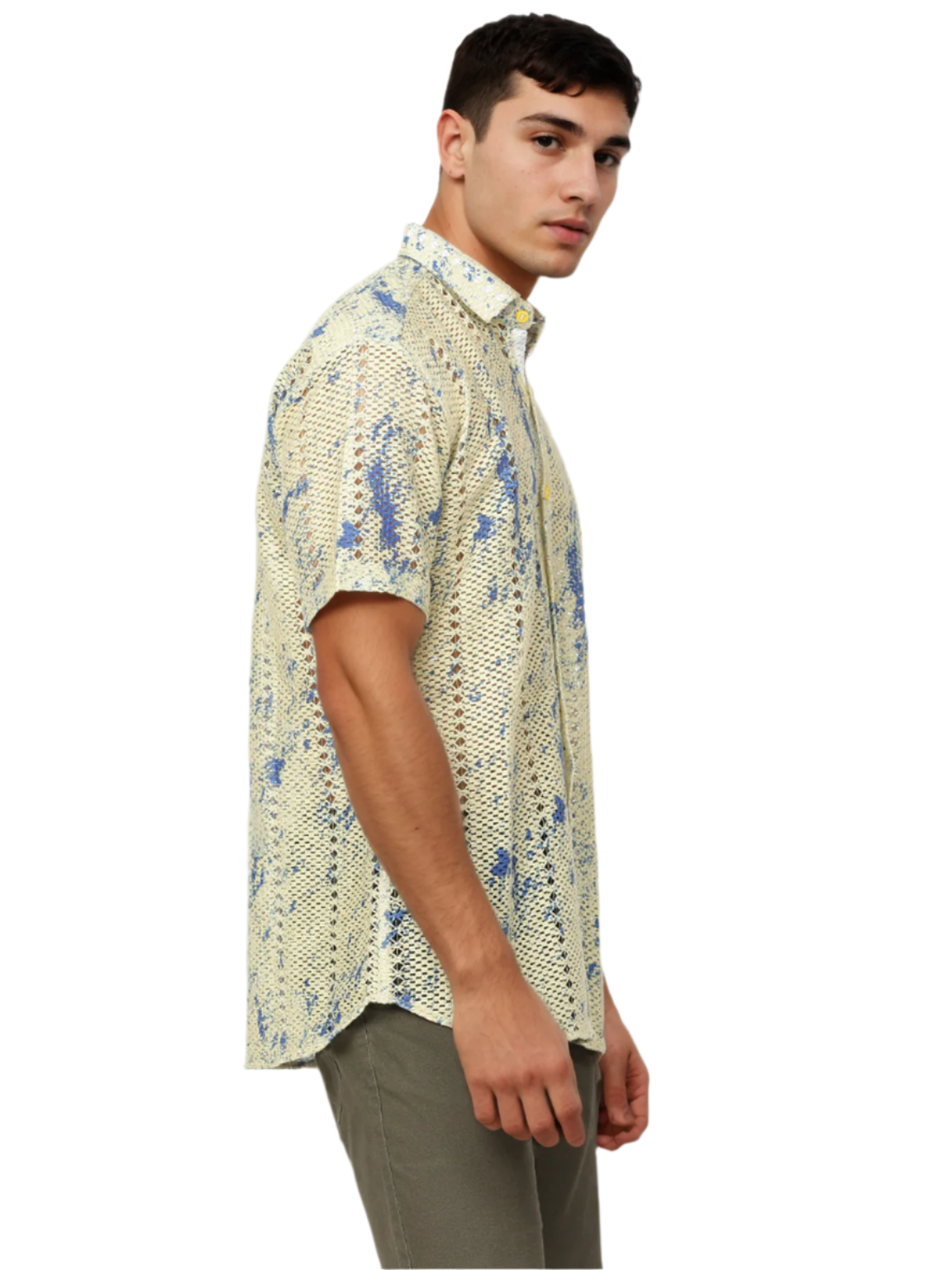 Threaded Crochet Shirt Blue  Shirt