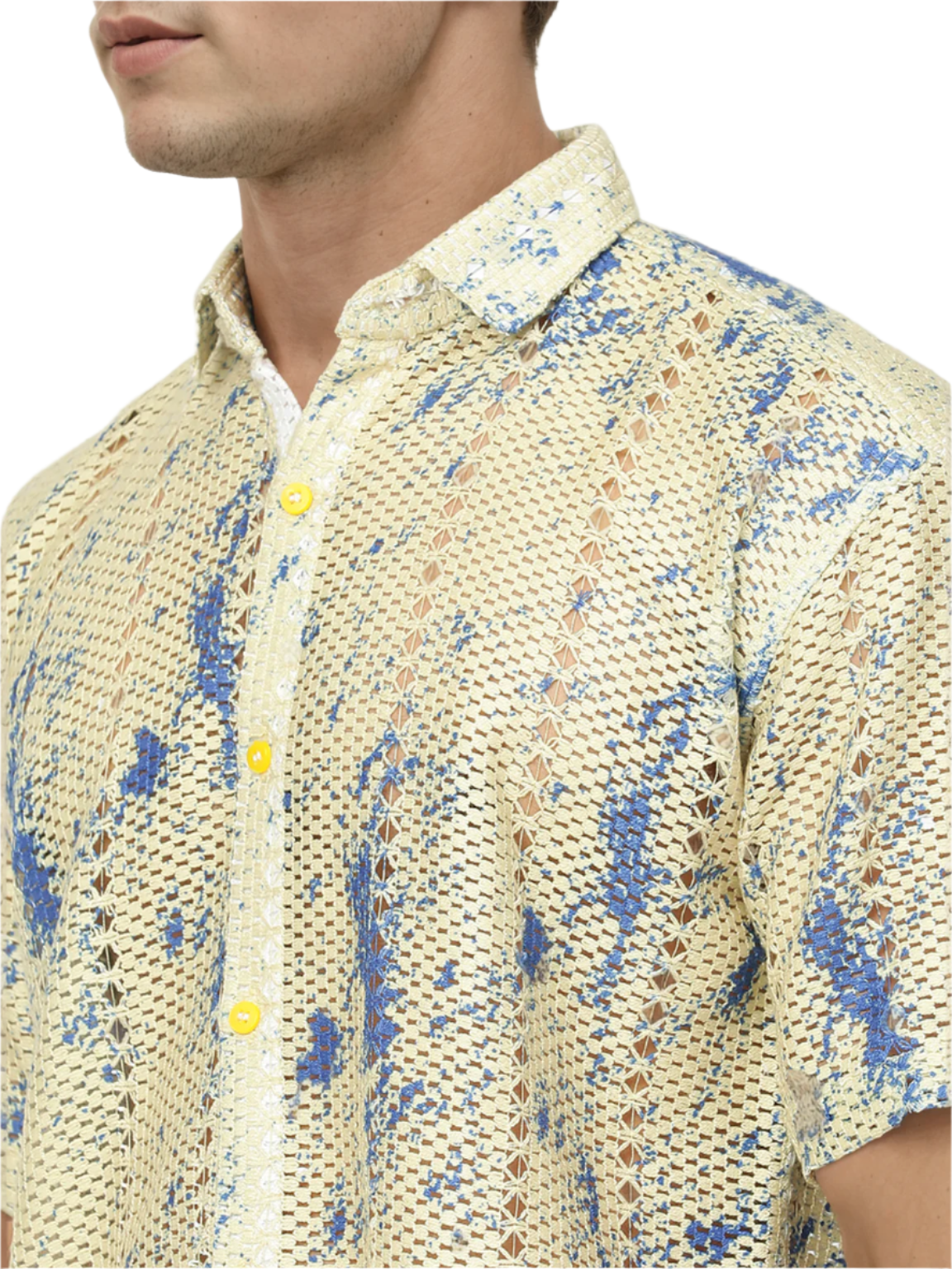 Threaded Crochet Shirt Blue  Shirt