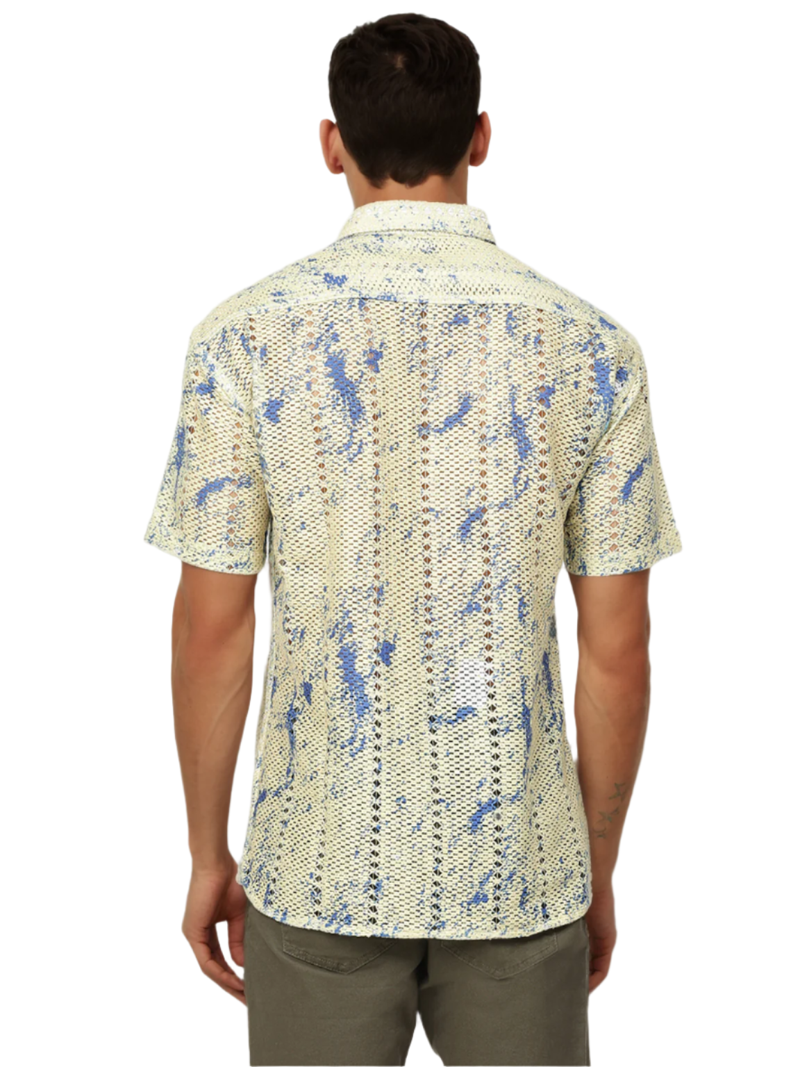 Threaded Crochet Shirt Blue  Shirt