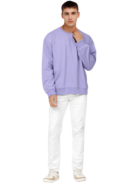 Lavender Knitted Full Sleevs Sweatshirt