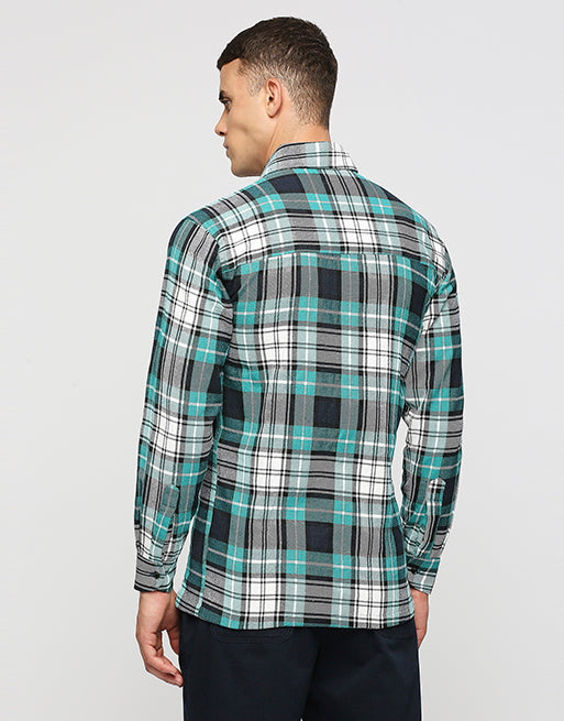 Green & Blue Twill Overshirt Jacket