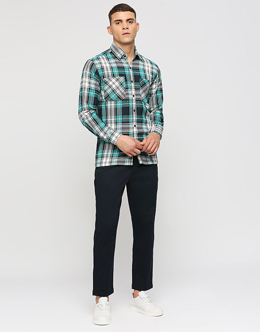 Green & Blue Twill Overshirt Jacket