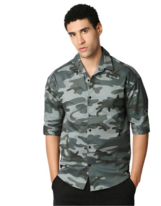 Camouflage Print Half Sleeve Shirt