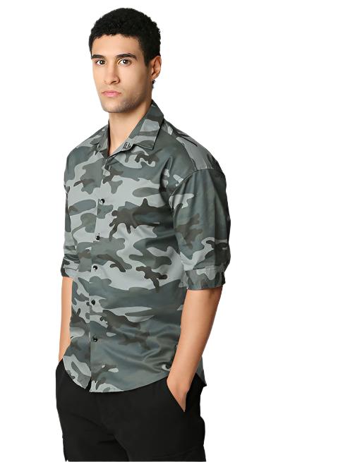 Camouflage Print Half Sleeve Shirt