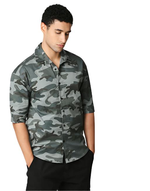 Camouflage Print Half Sleeve Shirt