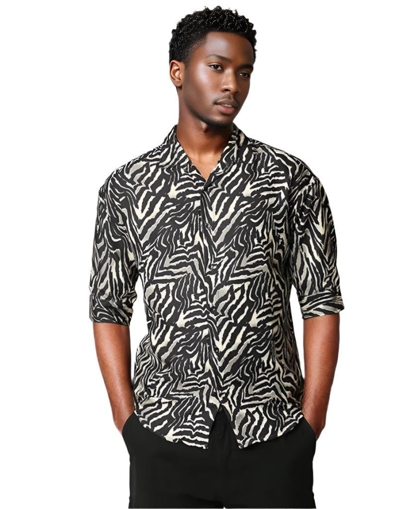 Animal Print Half Sleeve Relaxed Shirt