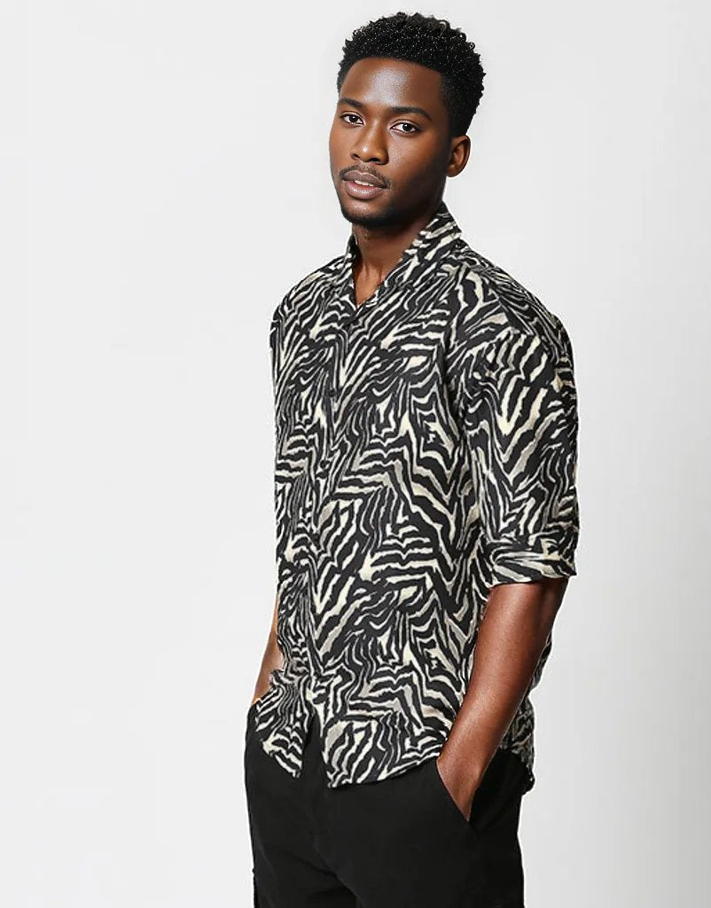 Animal Print Half Sleeve Relaxed Shirt