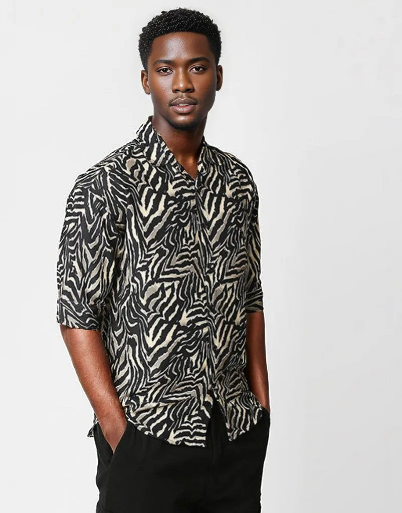 Animal Print Half Sleeve Relaxed Shirt