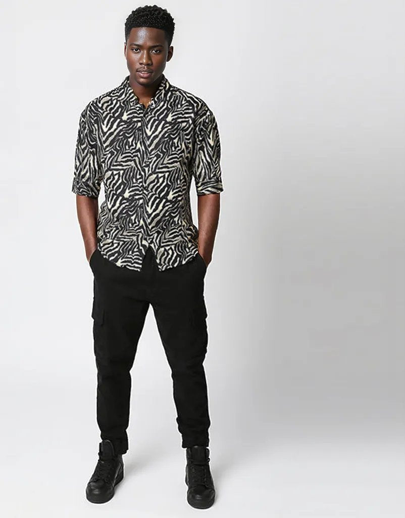 Animal Print Half Sleeve Relaxed Shirt