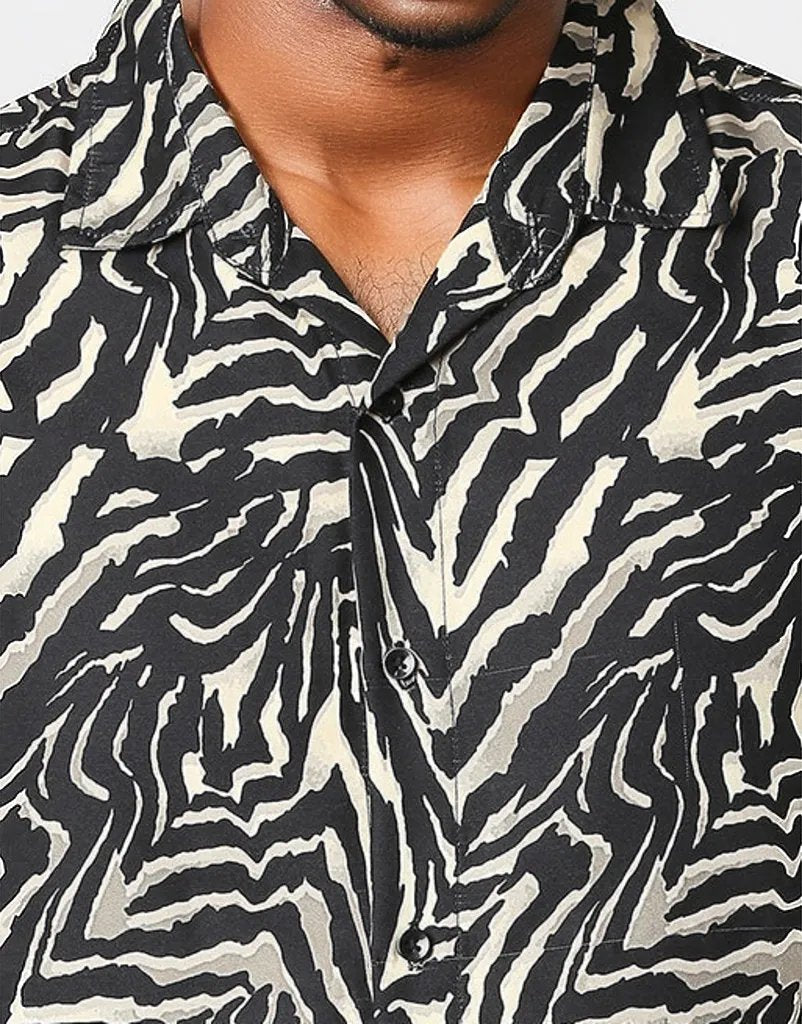 Animal Print Half Sleeve Relaxed Shirt