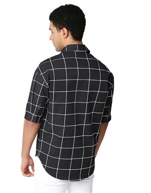 Black Half Sleeve Relaxed Shirt