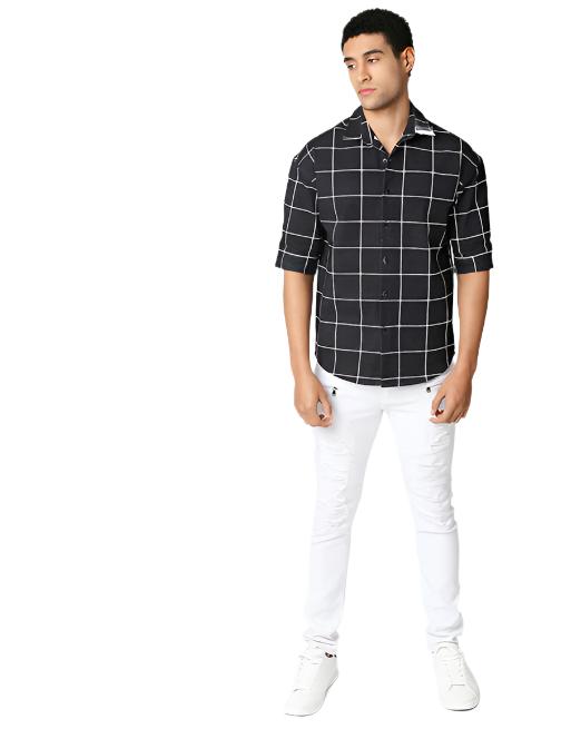Black Half Sleeve Relaxed Shirt