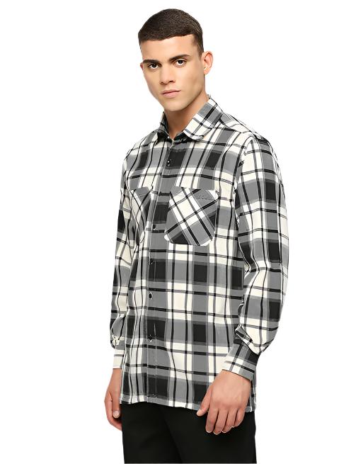 Cream and Black Overwear Shirt