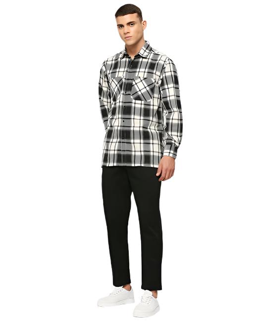 Cream and Black Overwear Shirt