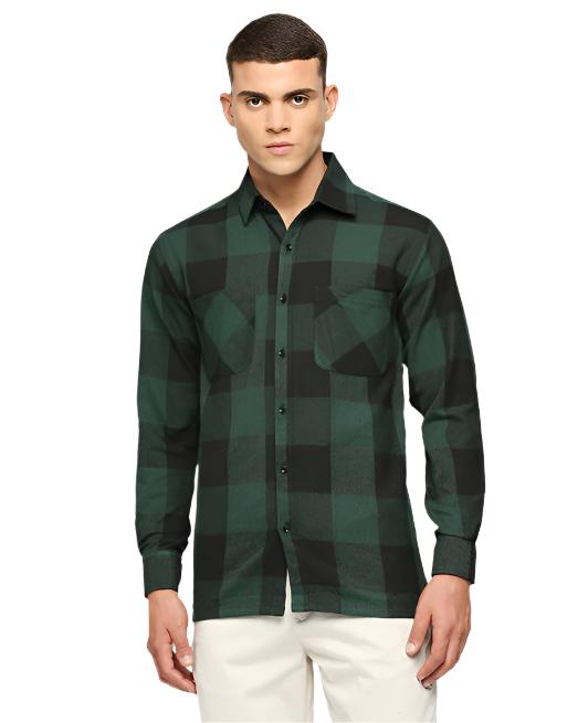 Black & Green Twill Overshirt Jacket