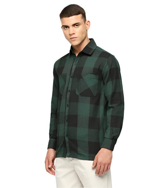 Black & Green Twill Overshirt Jacket