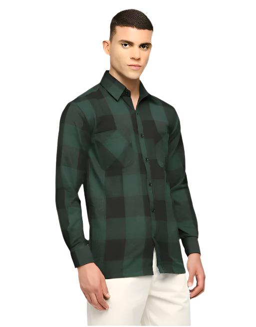 Black & Green Twill Overshirt Jacket