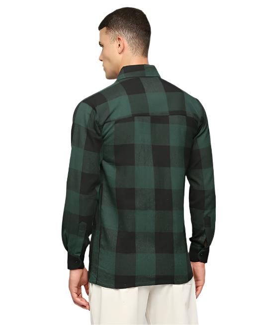 Black & Green Twill Overshirt Jacket