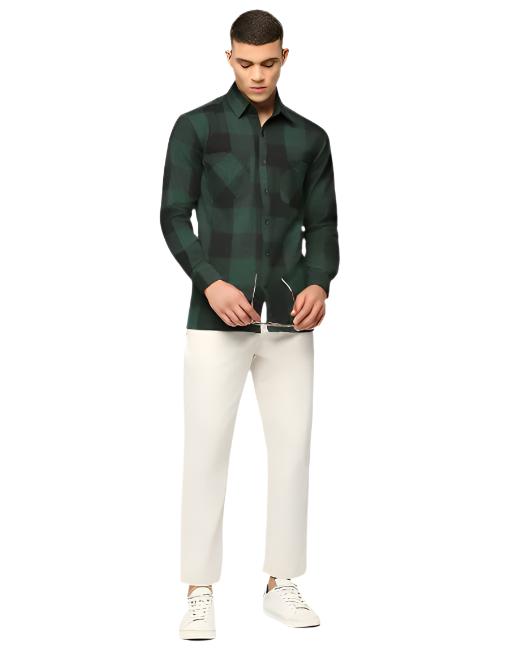 Black & Green Twill Overshirt Jacket