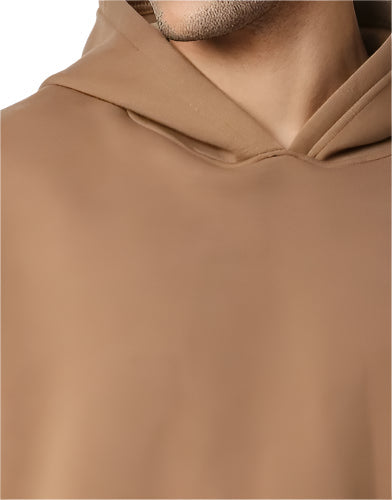 Brown Half Sleeve Relaxed Fit Hoodie